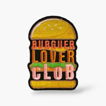 parche bordado burger lover club para mochilas de cross training.