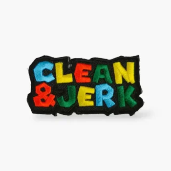 parche bordado clean jerk para mochilas de cross training.