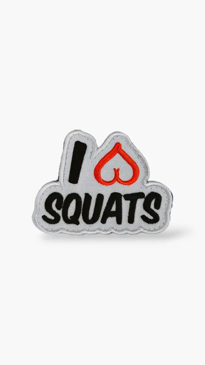 parche-i-love-squats-bordado-tienda-crossfit parche i love squats para mochilas de cross training.
