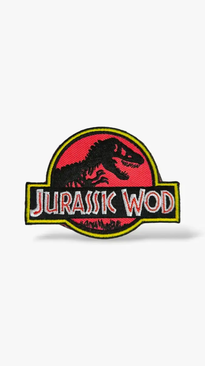 parche-jurassic-wod-bordado-tienda-crossfit parche jurassicwod para mochilas de cross training.