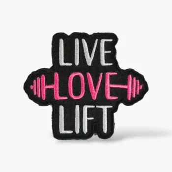 parche live love lift para mochilas de cross training.