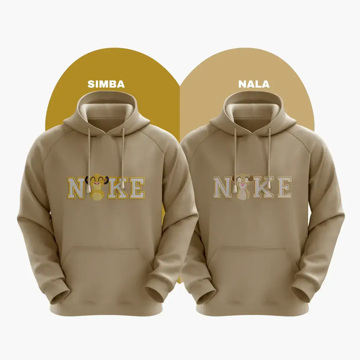 Sudaderas Con Capucha Pack San Valentin Simba y Nala Bordate