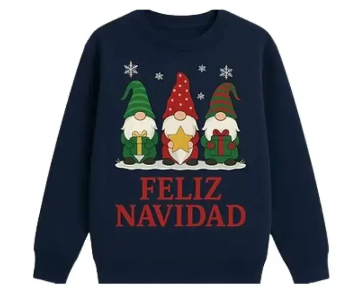 Sudadera Estampada Feliz Navidad Azul