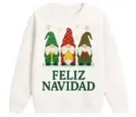 Sudadera Estampada Feliz Navidad Blanca