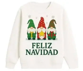 Sudadera Estampada Feliz Navidad Blanca