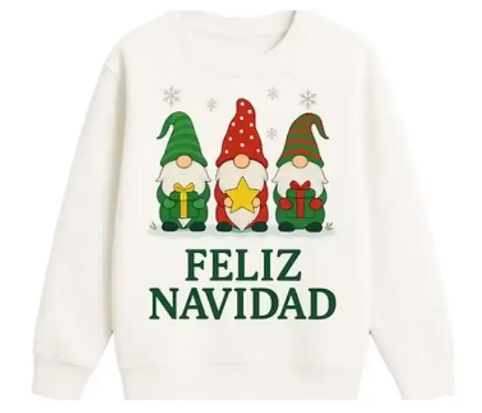 Sudadera Estampada Feliz Navidad Blanca Sudadera Estampada Feliz Navidad Blanca